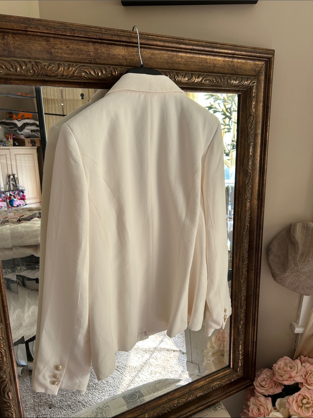 NWT • RACHEL ZOE • Double-Breasted Cream Blazer Jacket with Gold Buttons - Picture 10 of 12